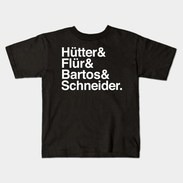 Kraftwerk -  Classic Retro Tribute Names List Kids T-Shirt by DankFutura